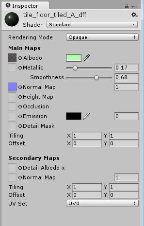 Unity 檢查器窗口顯示物料資源的導入設(shè)置